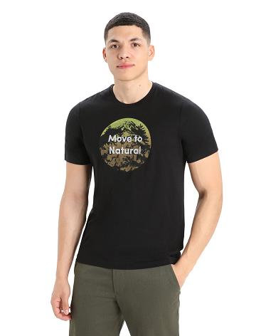 Pánské Tričko Icebreaker Merino Tech Lite II Krátké Sleeve Natural Alps Černé | CZ 1754RVDW